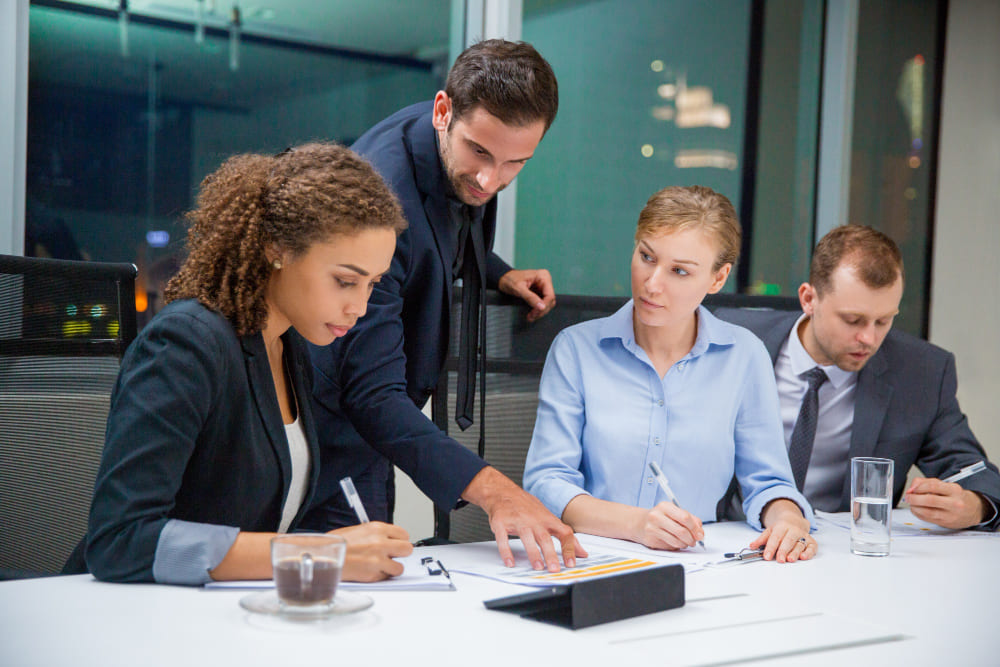 Consultants reviewing a financing case
